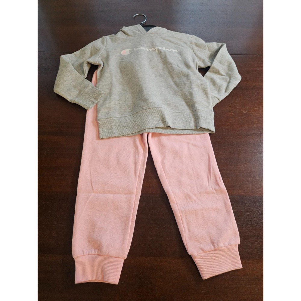 Champion Little Girl's Fleece Hoodie & Jogger Outfit Set Size 5 Pink/Gray NWT - Picture 2 of 10
